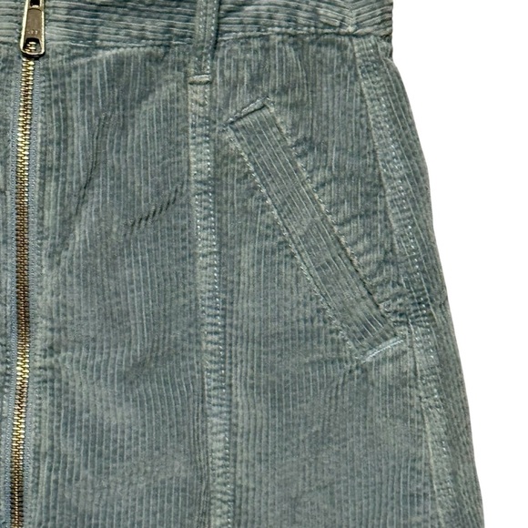 American Eagle High Rise A Line Zip Front Y2K Corduroy Blue Gray Mini Skirt - Picture 5 of 11